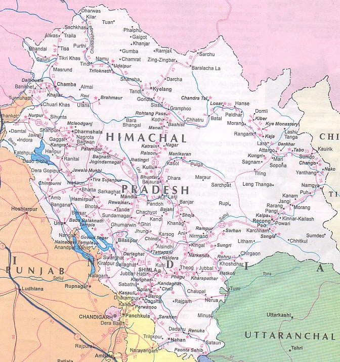 map of himalayas. Himachal-Pradesh-Map